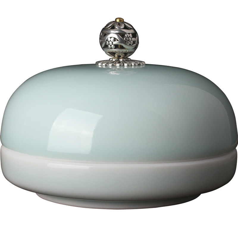 龙泉青瓷陶瓷朱砂瓷缸高盖提环书法印泥盒胭脂盒篆刻书画,文具电教/文化用品/商务用品,可爱印泥,淘宝优惠券,粉丝福利购,淘宝优惠卷