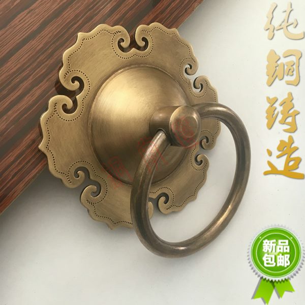 中式仿古纯铜大门门钹门环拉手木门对装把手复古别墅庭院全铜拉环