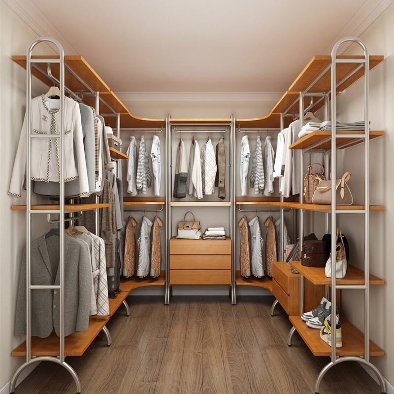金属衣柜全实木2025新款爆款卧室家用铁艺钢架结构转角定制衣帽间