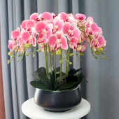 蝴蝶兰仿真花大盆手感装 饰花家居客厅假花摆件餐桌绢花电视柜盆栽