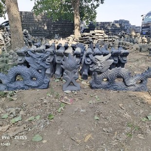 仿古新款配件陶瓷龙跑兽二龙戏珠青瓦龙琉璃瓦龙双龙戏珠屋顶宝顶