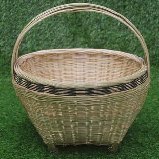 手工编织竹篮子装水果蔬菜圆形手提菜篮竹筐鸡蛋竹编篮家用竹圆筐