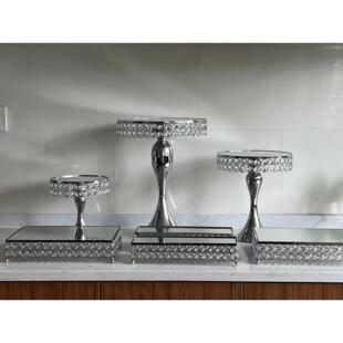 欧式铁艺水晶款甜品台展示架婚礼宴席典礼庆贺甜品架茶歇摆台架子