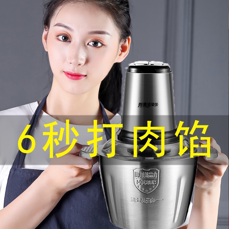绞肉机家用电动不锈钢小型碎肉机打肉馅搅拌蒜蓉蒜泥多功能料理机