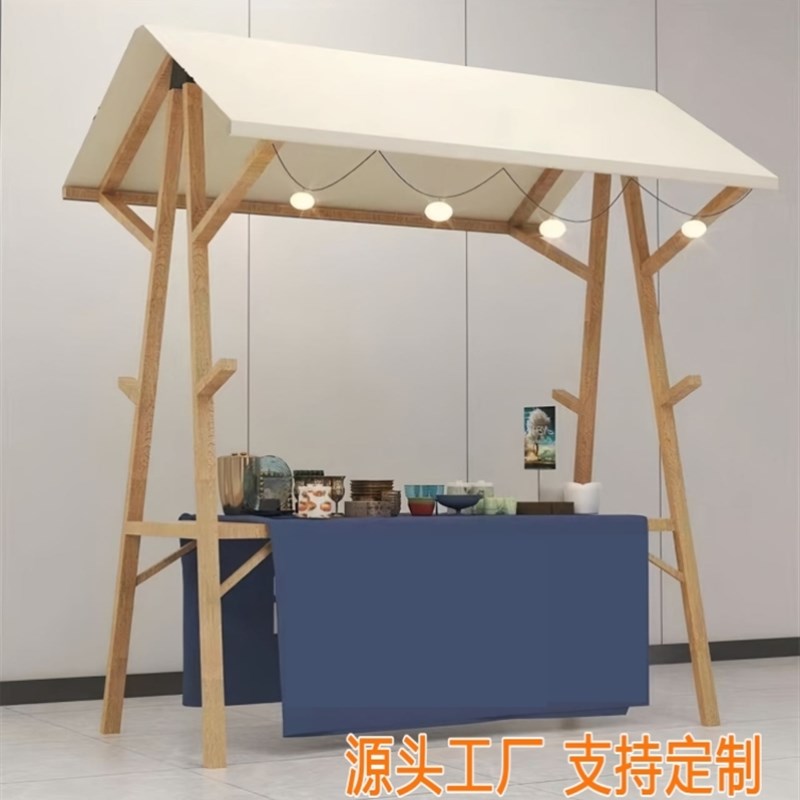 售货车木质活动棚架集市摆摊货架夜市地摊车市集展示架集市摊位架