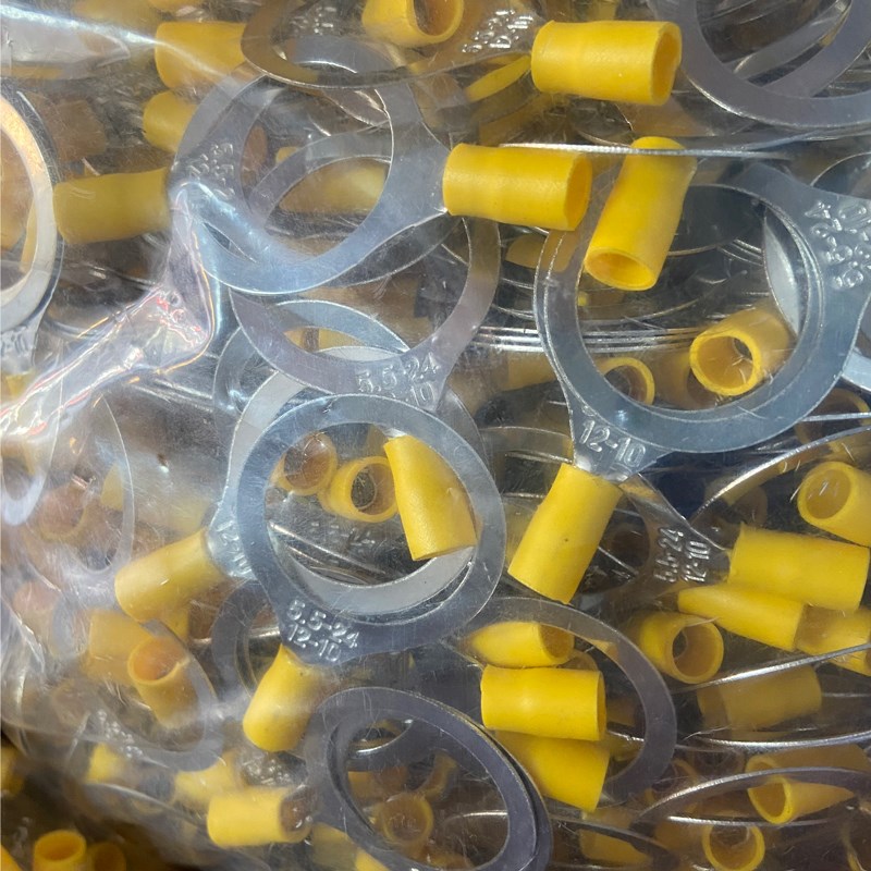 4平方M12圆形绝缘端子RV3.5-12黄铜500只冷压接线端子铜鼻子线耳