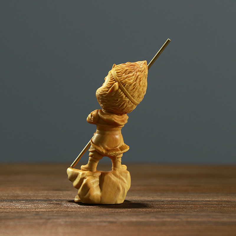 黄杨木雕战无不胜孙悟空汽车摆件齐天大圣美猴王实木装饰品手把件