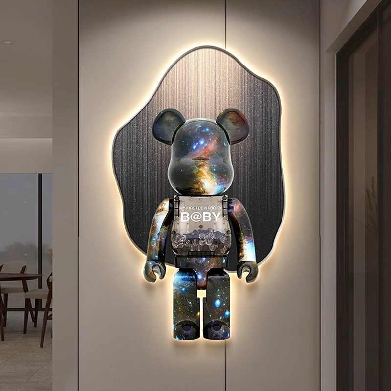 氛围灯玄关暴力熊装饰画潮流LED灯光画入户进门客厅挂画餐厅壁灯