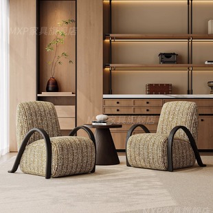 中古侘寂风设计师款 复古民宿懒人休闲单人椅小户型客厅阳台沙发椅