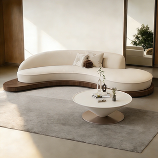 意式极简弧形异形沙发小户型民宿休息区洽谈接待设计师客厅沙发