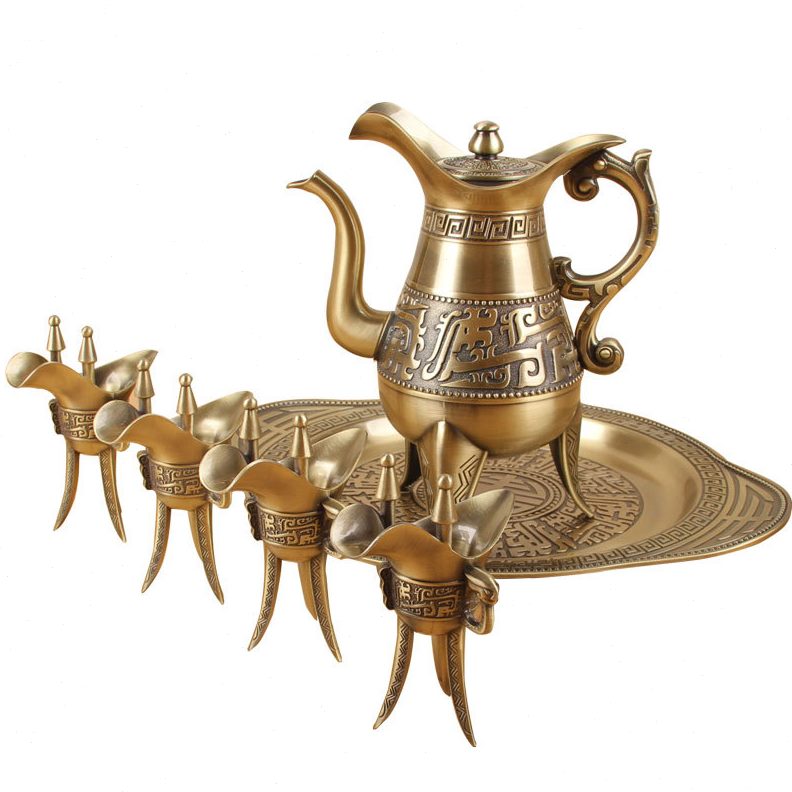 档仿古青铜器爵杯酒樽金属古典复古爵壶饮酒器酒杯酒类套装酒壶