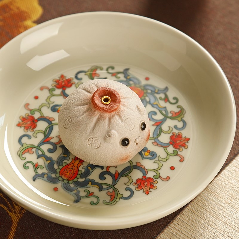 紫砂小龙包香插香座线香卧香插香器香薰炉香道茶托盘茶宠可养摆件