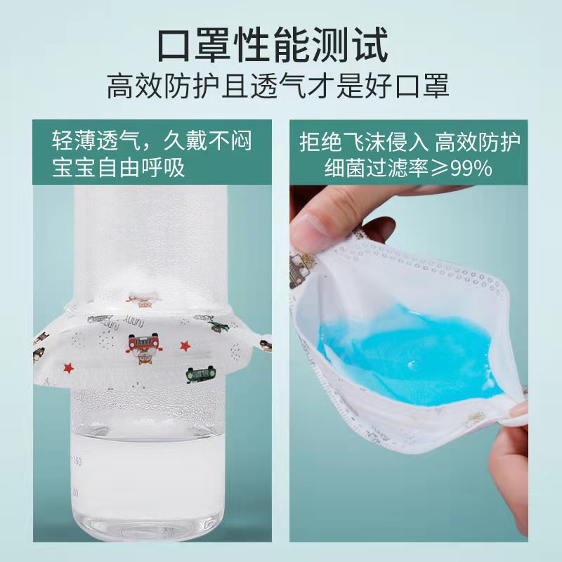 儿童鱼型口罩3D立体柳叶形男女孩学生4-10岁男童女童水刺印花mask