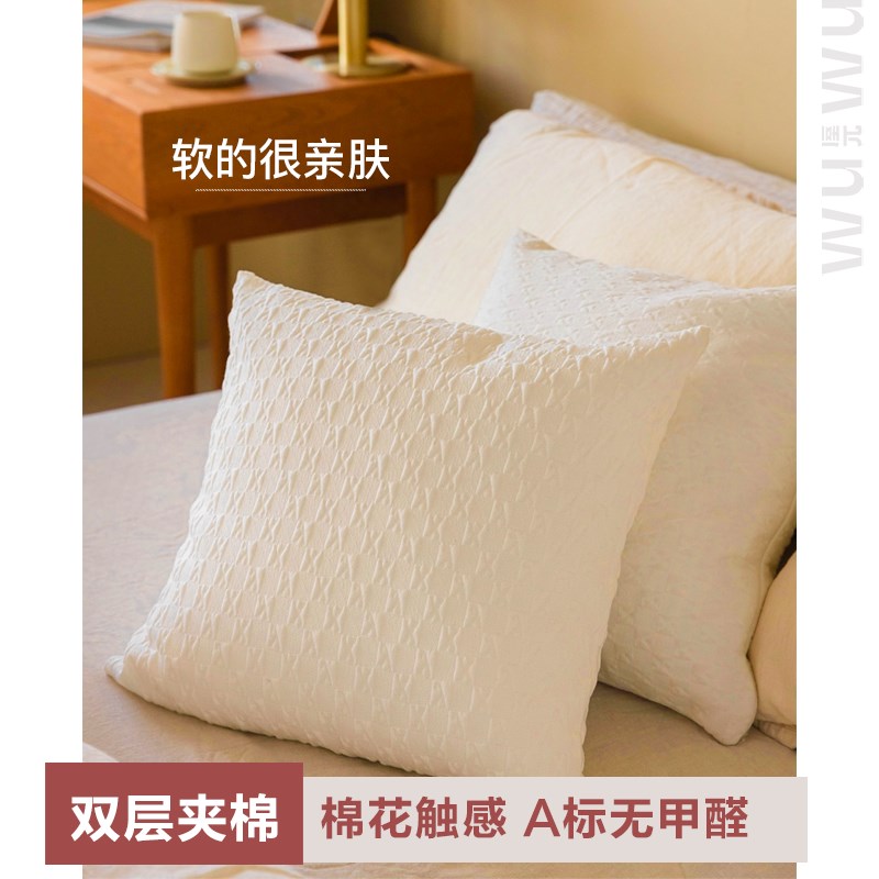 屋兀法式奶油风白色抱枕羽绒棉芯沙发客厅靠垫靠枕床头定制