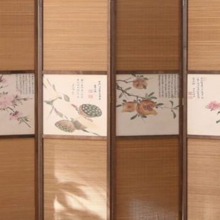 折叠屏风客厅移动隔断竹子实木屏风 隔断屏风折屏做旧复古玄关中式