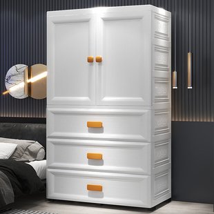 加厚塑料简易儿童衣柜双开门收纳柜子婴儿挂衣储物柜宝宝家用衣橱