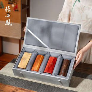 张小凤 笔筒文化摆件檀木手工实木创意送礼高档老师礼物礼盒收纳