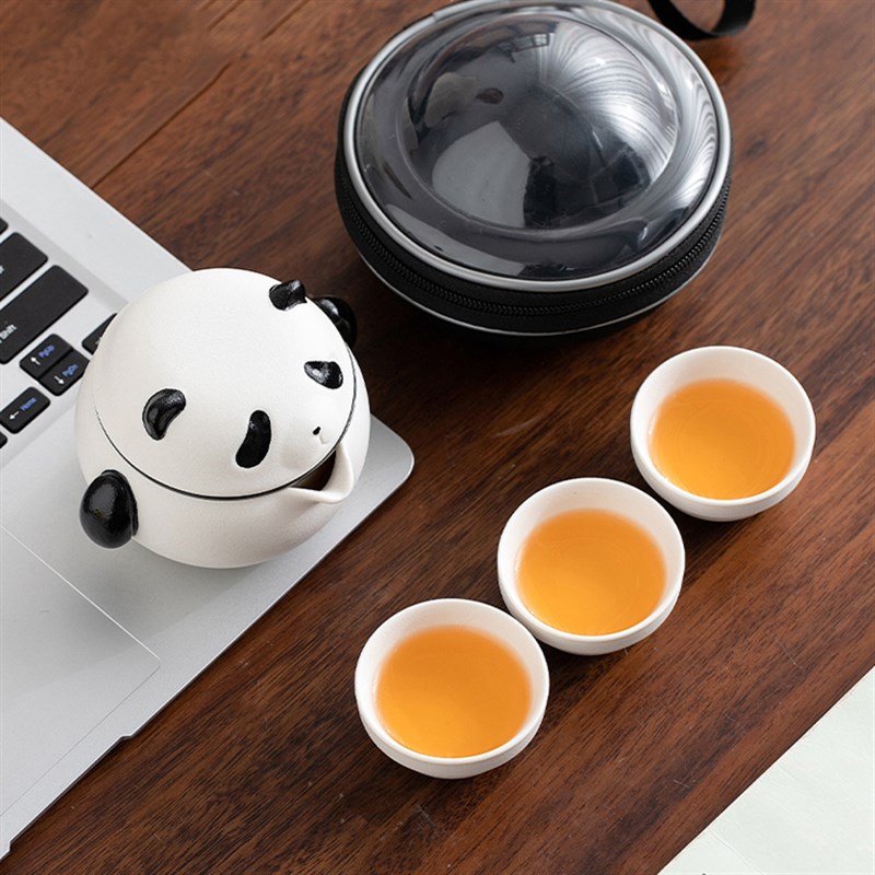 快客杯熊猫便携式旅行茶具小套装功夫泡茶杯简易户外个人专用露营
