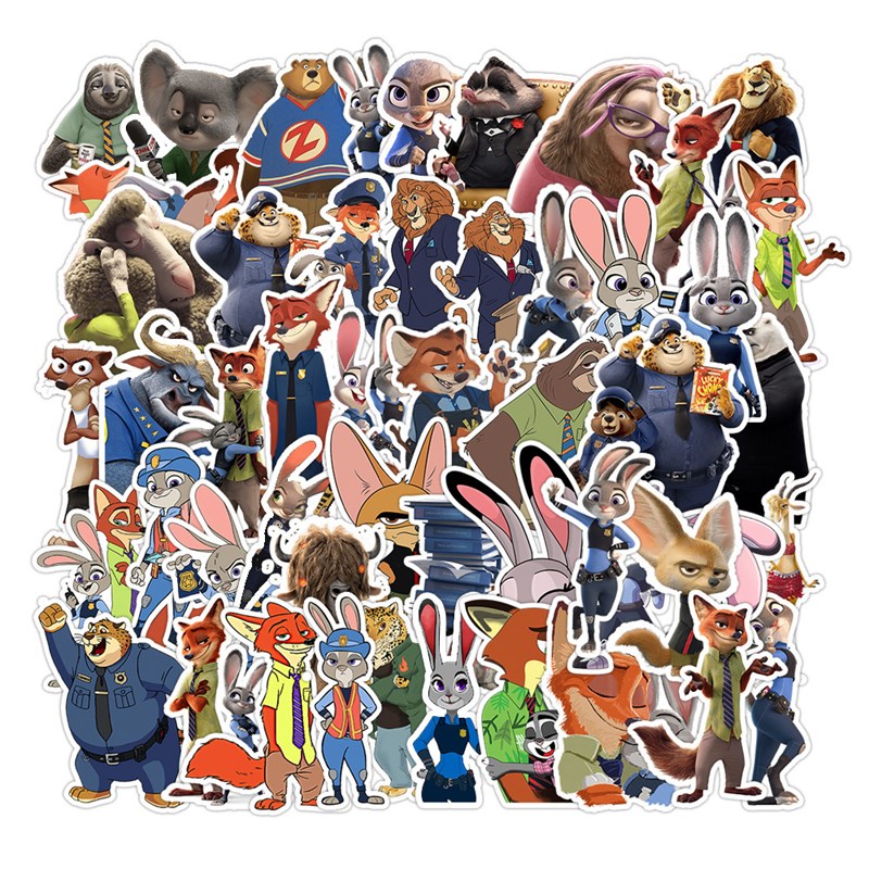 50张儿童动画卡通疯狂动物城朱迪警官周边奖励贴纸装饰笔记本头盔