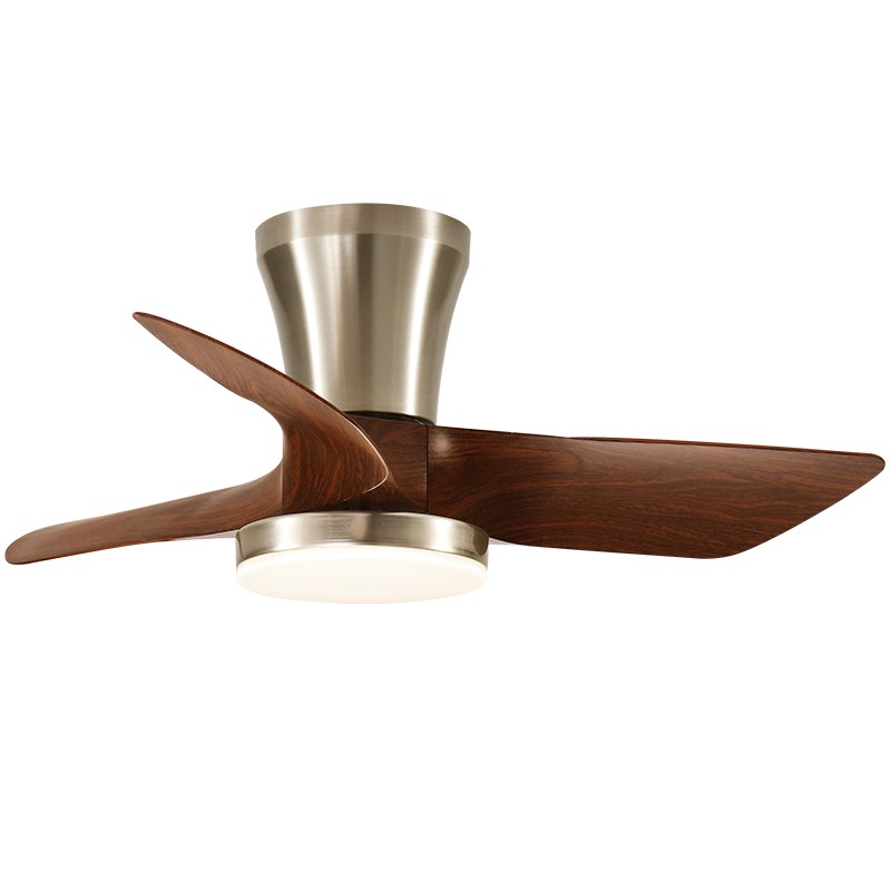 中古风卧室风扇灯美式复古新款胡桃木纹大风力家用客厅餐厅吊扇灯