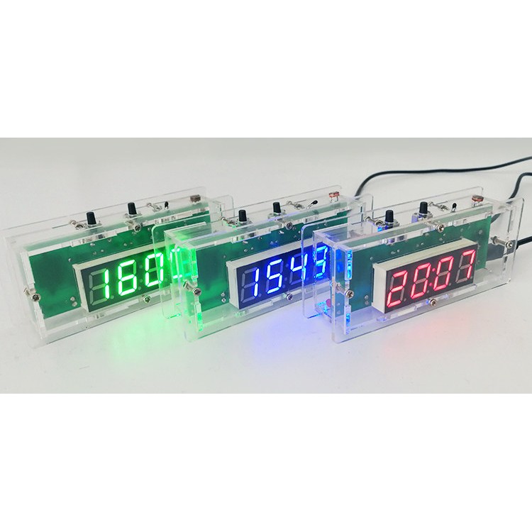电子时钟套件 光控温度数字 四位LED数字单晶片时钟 DIY制作散件