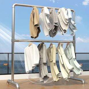 简易钢管晾衣架服装展示架室外晒被室内阳台可移动挂晒衣服架水管