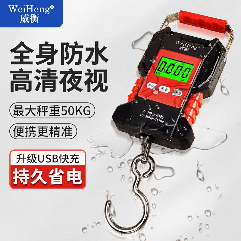 防水手提电子秤高精度称重器可携式50kg随身小秤户外钓鱼专用钩称