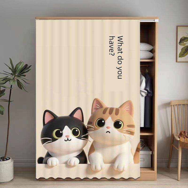 3D卡通猫衣柜防尘窗帘无门柜窗帘书柜储物架鞋柜丑窗帘,居家布艺,柜类遮挡帘,淘宝优惠券,粉丝福利购,淘宝优惠卷