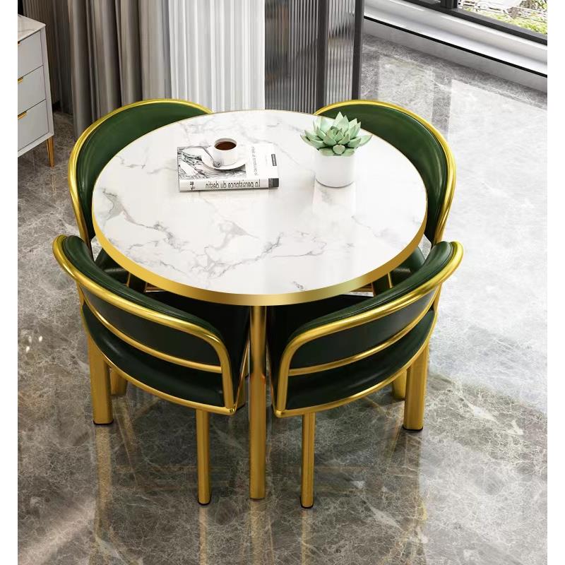 轻奢洽谈桌椅组合休闲区域接待小圆桌4S店谈判会客一桌四椅可收纳