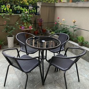户外摆摊桌椅遮阳伞家用吃饭桌子折叠钢化玻璃餐桌咖啡厅桌椅组合