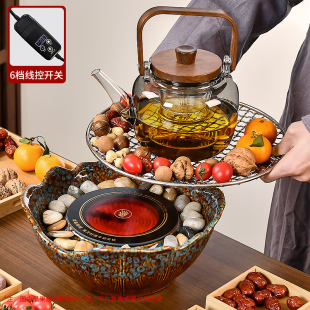 2024新款 围炉煮茶家用室内煮茶炉套装 电炉电陶炉玻璃茶壶全套器具