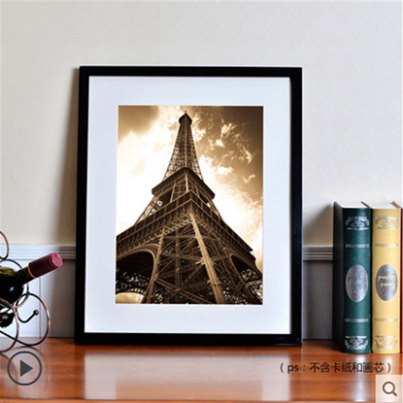 拼图相框大型实木框画框挂墙相片框外框装裱黑色外框定制摆台