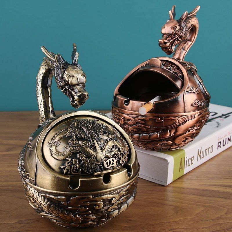 高档青铜】生肖烟灰缸带盖防飞灰密封创意个性客厅用烟灰缸