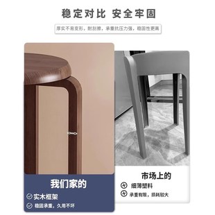 实木家用小板凳结实耐用餐桌椅子木头叠放方凳客厅矮凳