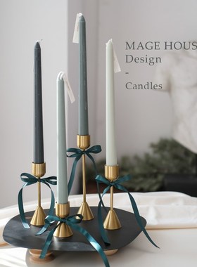 长条蜡烛紫色绿色彩色无烟香薰烛光晚餐浪漫气氛长杆蜡烛烛台礼盒