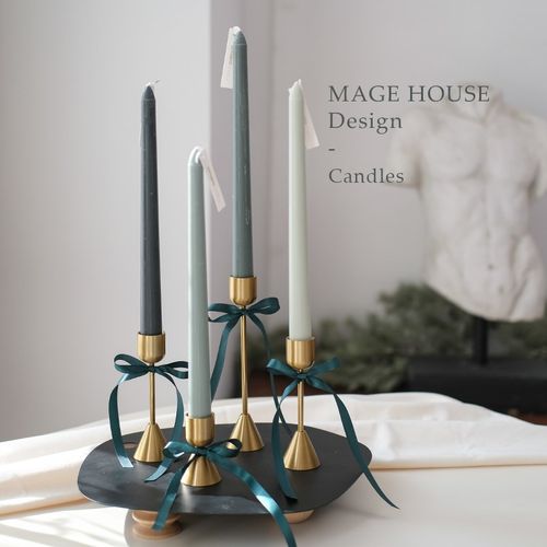 长条蜡烛紫色绿色彩色无烟香薰烛光晚餐浪漫气氛长杆蜡烛烛台礼盒