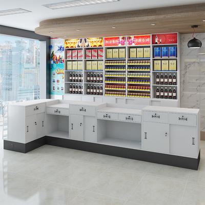 超市便利店收银台烟酒柜组合母婴店药店化妆品小型转角吧台柜台桌