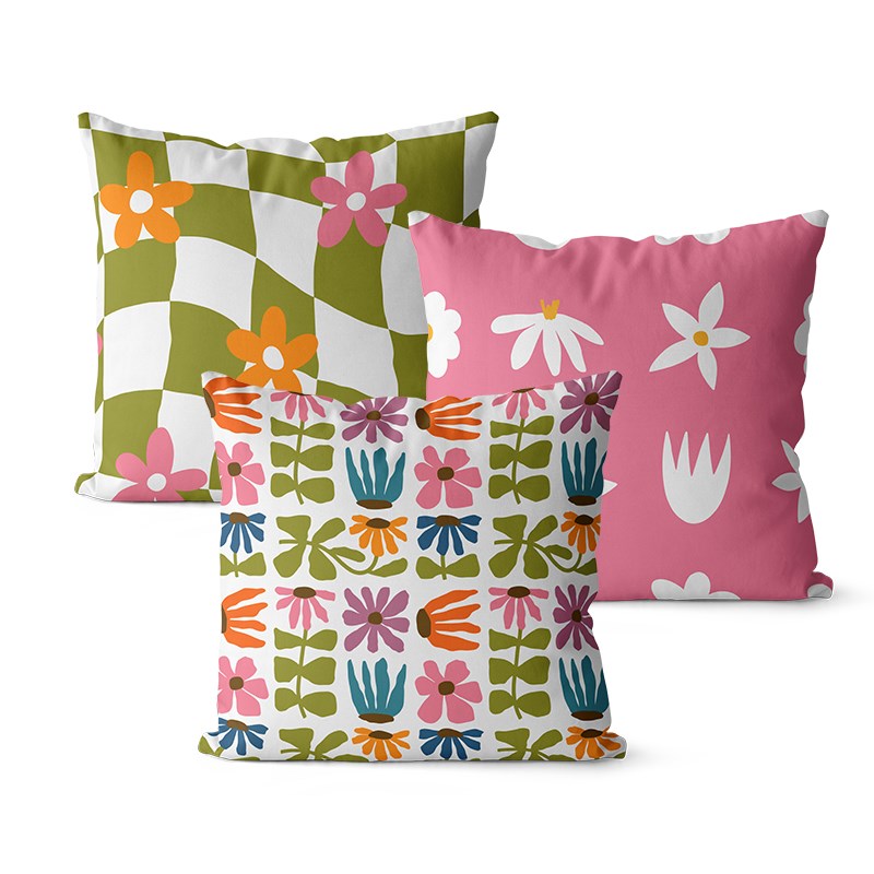 in抽象彩色几何图案绒布面抱枕沙发靠垫床头大靠背腰枕定制