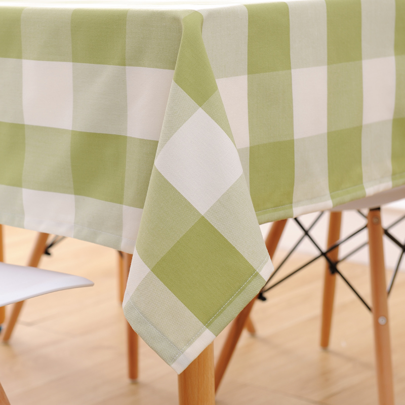 地中海茶几桌布布艺格子布餐桌布长方形in少女心正方形家用台布