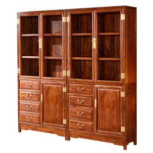 红木家具刺猬紫檀书柜书架玻璃门书房书橱实木梨木展示柜新