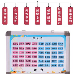 定制磁性磁吸座位表班级活动教室座次表讲台硬白板中小学生姓名座