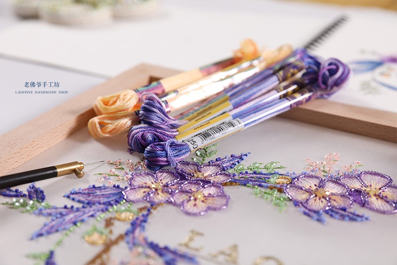 L花信】法式钩针刺绣材料包教学网络课 法式刺绣系统课程技法