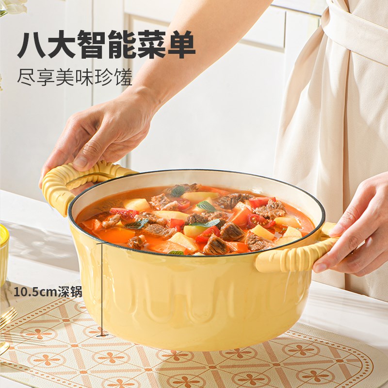 利仁珐琅锅铸铁煲汤家用焖炖锅多功能煮锅电磁铸铁珐琅锅焖炖煮炒