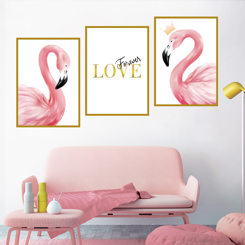 火烈鸟墙贴纸自粘卧室房间床头客厅背景墙装饰墙壁贴画墙纸3D立体