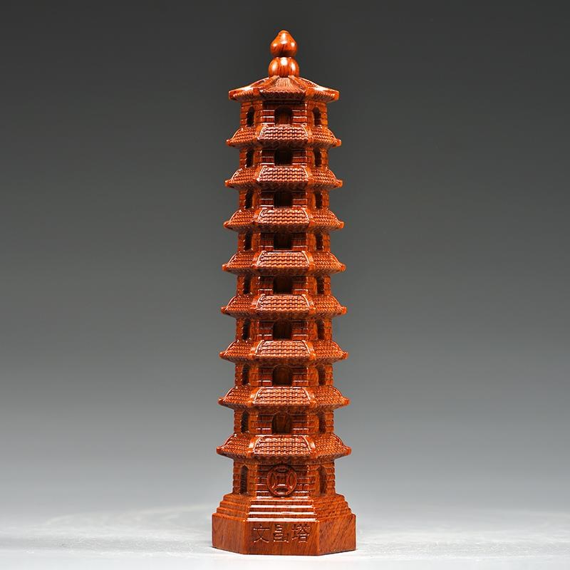 花梨木雕9层文昌塔木头制文昌塔九层家居客厅玄关装饰工艺品