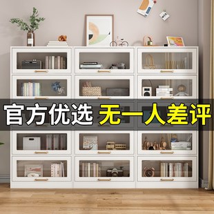 书柜带玻璃门防尘书架客厅书房家用收纳储物柜现S代简约落地置物