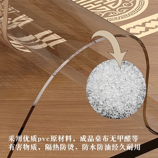 卡通透明PVfC可折叠圆桌布防水防油免洗软玻璃椭圆形桌垫茶几布