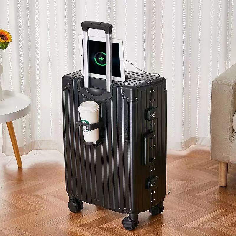 新款20寸登机箱多功能行李箱耐用铝框拉杆箱2P4寸万向轮旅行箱密