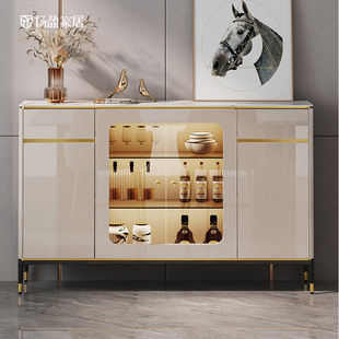 扬盈轻奢岩板餐边柜现代简约玄关柜酒柜一体靠墙客厅储物柜超薄窄