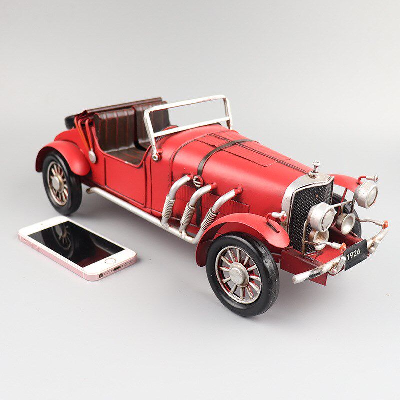 复古名爵MG敞篷跑车模型铁皮手工艺品怀旧酒吧橱窗柜收藏装饰摆件